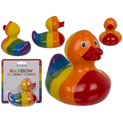 Regenboog badeend in bad