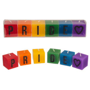 Pride kaarsjes set van 6 met letters PRIDE