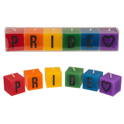 Pride kaarsjes set van 6 met letters PRIDE