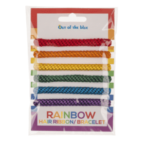 Regenboog haarelastiek armband van zacht textiel