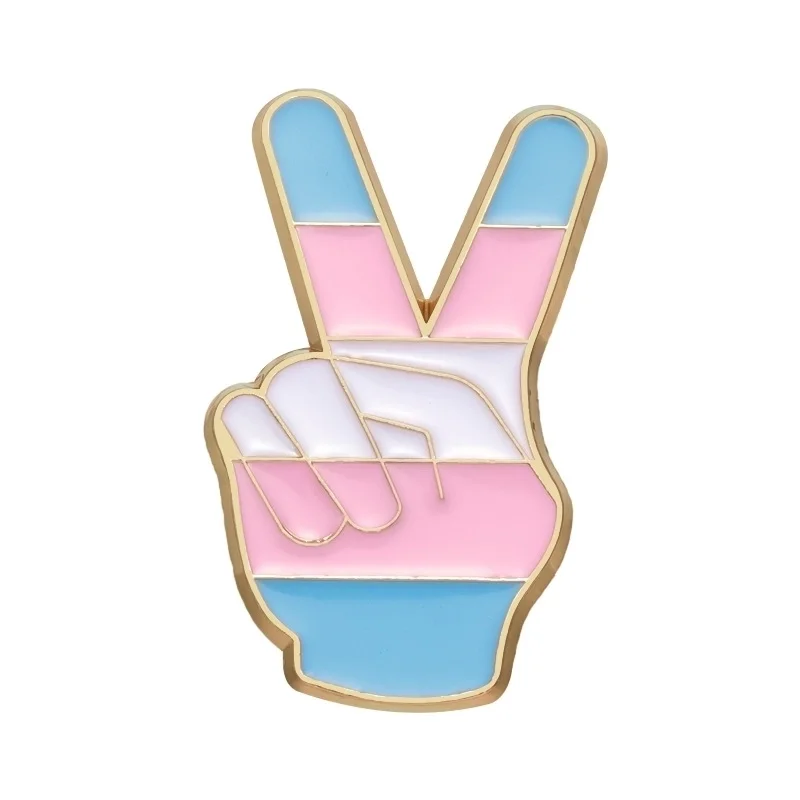 Peace transgender pin met transgender vlagkleuren