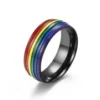 Regenboog titanium ring zwart unisex design