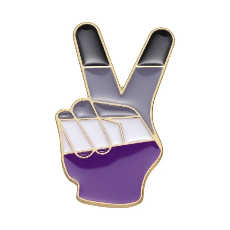Peace A-seksueel pin met aseksuele vlagkleuren