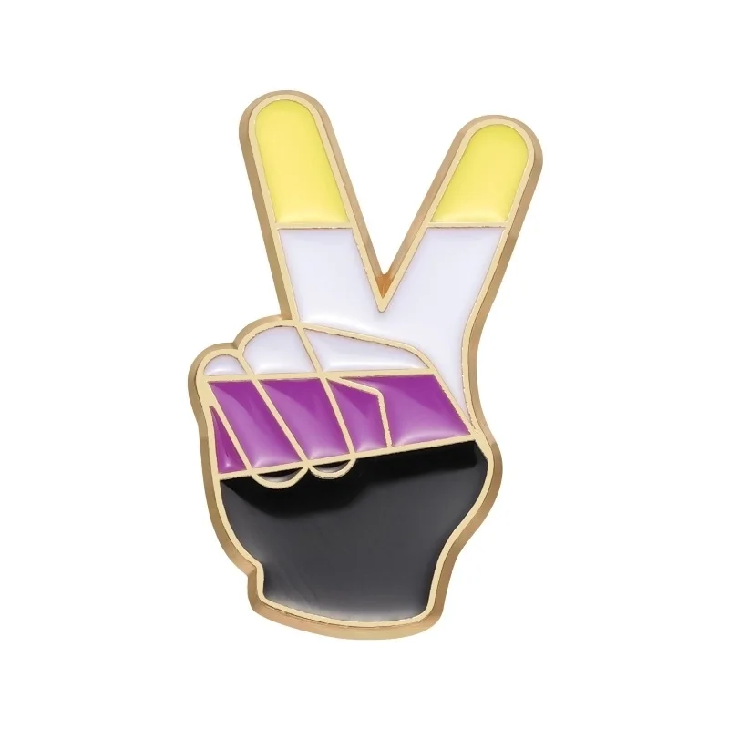 Peace non-binair pin met vredesteken en non-binaire vlag