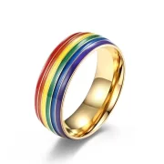 Regenboogring goud van titanium unisex design