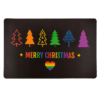 Pride kerst placemat met regenboog kerstbomen en Merry Christmas tekst