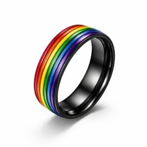 Regenboog titanium ring zwart – unisex design