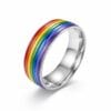 Zilveren regenboog Pride ring van titanium unisex