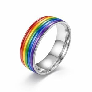 Regenboogring zilver van titanium unisex design