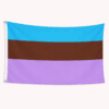 Androsexual Pride vlag met blauwe bruine en paarse strepen en ophangringen