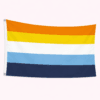 Aromantic Asexual Pride vlag met oranje gele witte en blauwe strepen en ophangringen