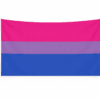 Bisexual Pride vlag met roze, paarse en blauwe banen en ophangringen links