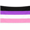 Cupiosexual Pride vlag met zwarte, paarse, witte en roze banen en ophangringen links