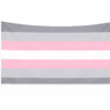 Demigirl Pride vlag met grijze, roze en witte banen en ophangringen links
