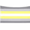 Deminonbinary Pride vlag met zeven gelijke strepen in grijs, geel en wit en ophangringen links