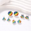 Set regenboog Pride oorbellen met hart, driehoek en ronde studs