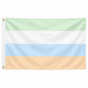 Unlabeled Pride vlag met horizontale banen in groen wit blauw en beige