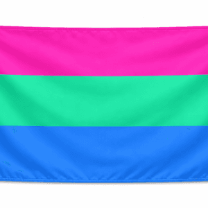 Polysexual Pride vlag met horizontale roze groene en blauwe banen