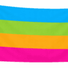 Panromantic Pride vlag met vier horizontale banen in blauw, groen, oranje en roze