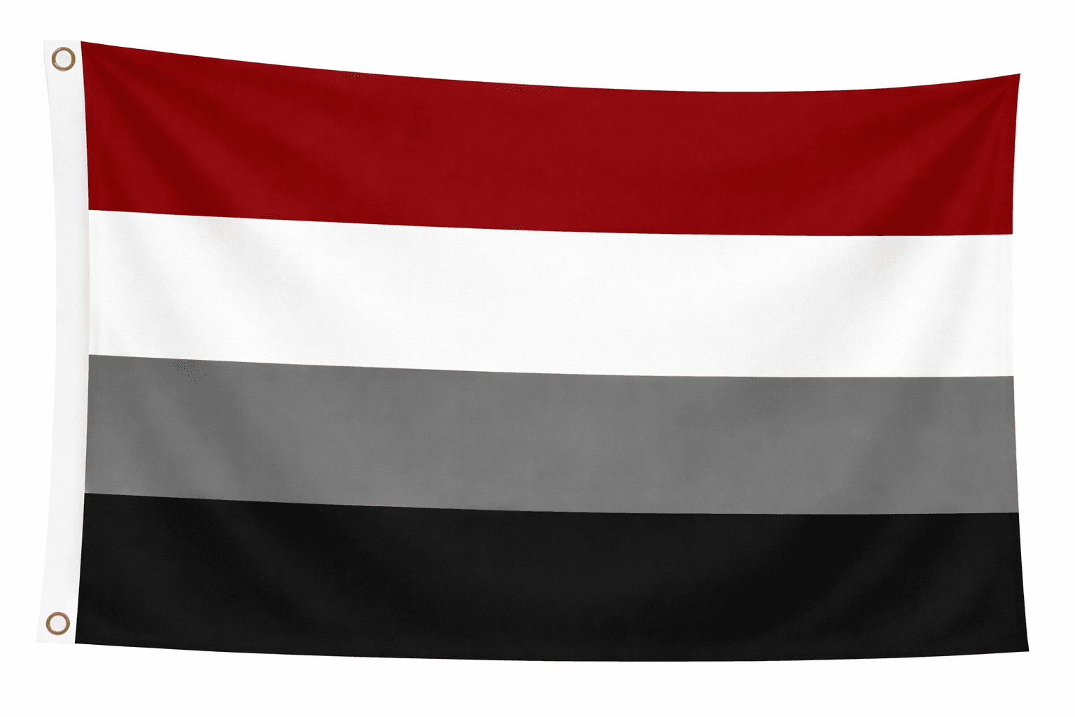 Placiosexual vlag met vier horizontale banen in donkerrood, wit, grijs en zwart