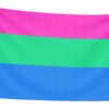 Polysexual vlag met drie horizontale banen in roze, groen en blauw