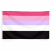 Reciprosexual Pride vlag met roze paarse witte en zwarte strepen en ophangringen links