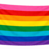 Original 1978 Rainbow Pride vlag met acht horizontale banen in roze, rood, oranje, geel, groen, turquoise, blauw en paars