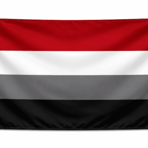 Placiosexual Pride vlag met rode witte grijze en zwarte horizontale banen