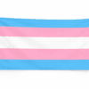 Transgender Pride vlag met blauwe roze en witte strepen en ophangringen links