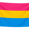 Pansexual Pride vlag met drie horizontale banen in roze, geel en blauw