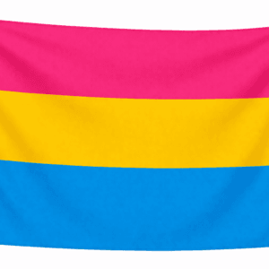 Pansexual Pride vlag met drie horizontale banen in roze, geel en blauw