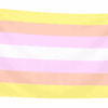 Pangender Pride vlag met zeven horizontale banen in geel, beige, lichtpaars, wit, lichtpaars, beige en geel