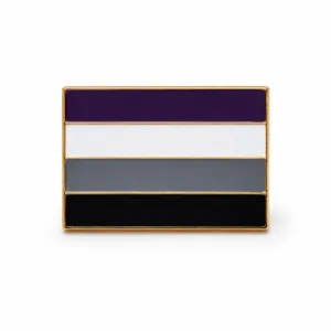 Aseksuele Pride vlag pin in paars wit grijs en zwart met goudkleurige rand