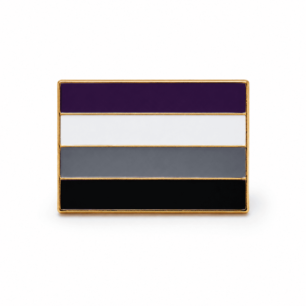 Aseksuele Pride vlag pin in paars wit grijs en zwart met goudkleurige rand