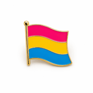 Pansexual Pride vlag-op-stok pin in roze geel en blauw