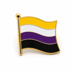 Non-binaire Pride vlag pin | Geel wit paars zwart