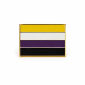Rechthoekige Non-binary Pride vlag pin in geel wit paars en zwartn