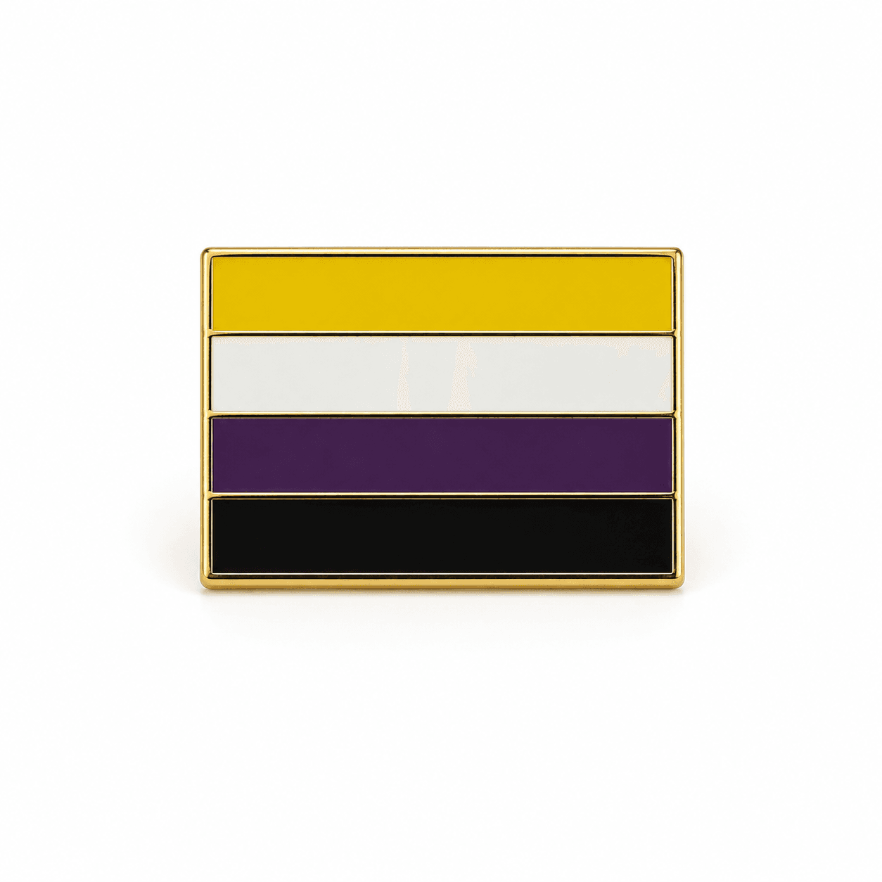 Rechthoekige Non-binary Pride vlag pin in geel wit paars en zwartn