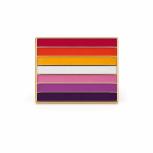 Rechthoekige Lesbian Pride vlag pin met 7 kleurbanen