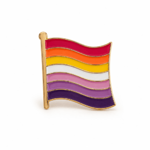 Lesbian Pride vlag-op-stok pin met 7 golvende kleurbanen
