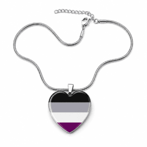 Asexual Pride ketting met hart in zwart grijs wit en paars