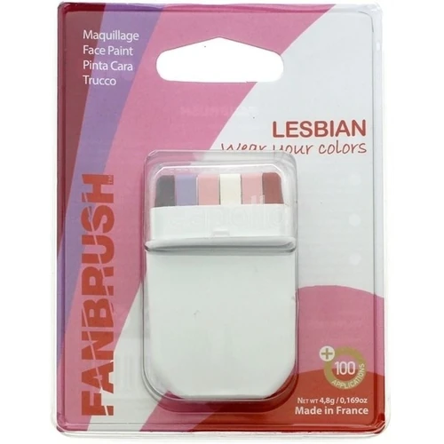 Lesbian Pride schmink stick in oranje wit en roze tinten