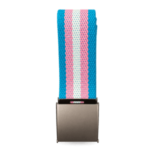 Transgender riem blauw roze wit met metalen gesp