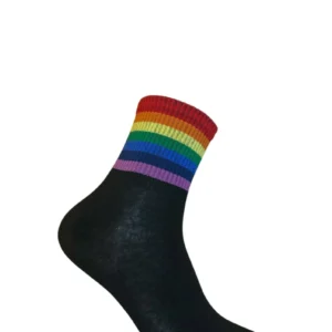 Zwarte Pride sokken met brede regenboogstrepen