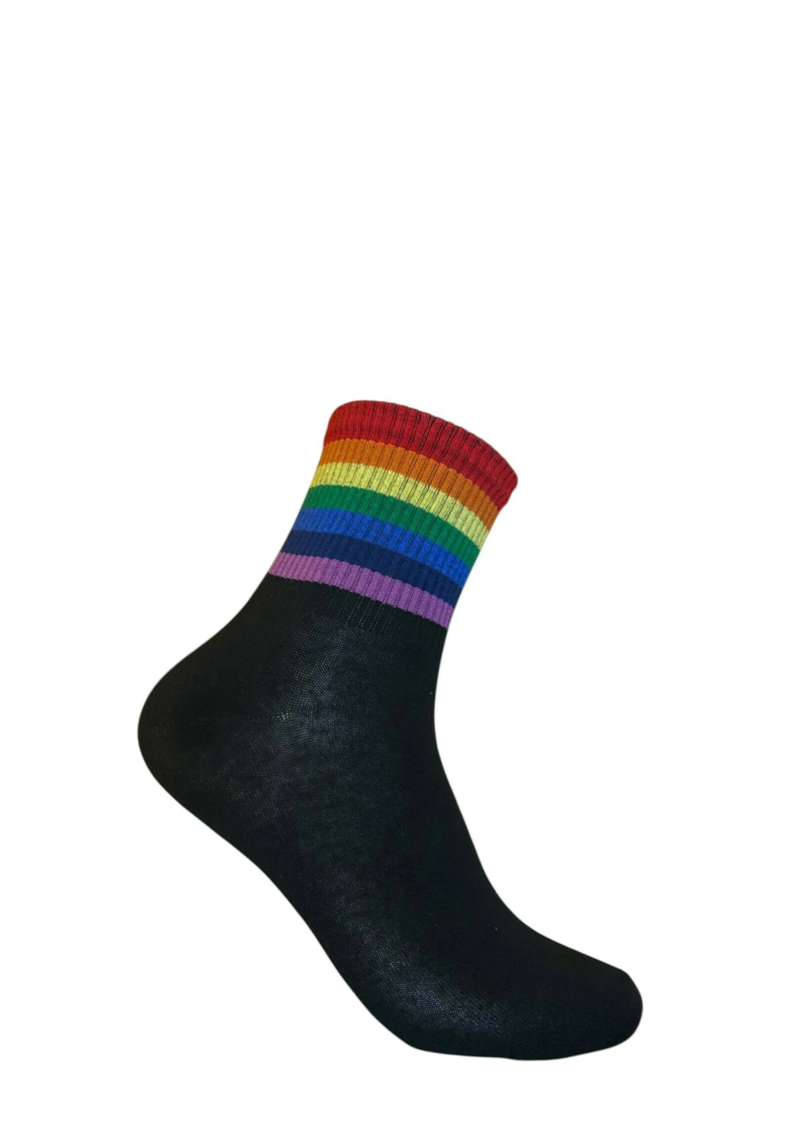 Zwarte Pride sokken met brede regenboogstrepen